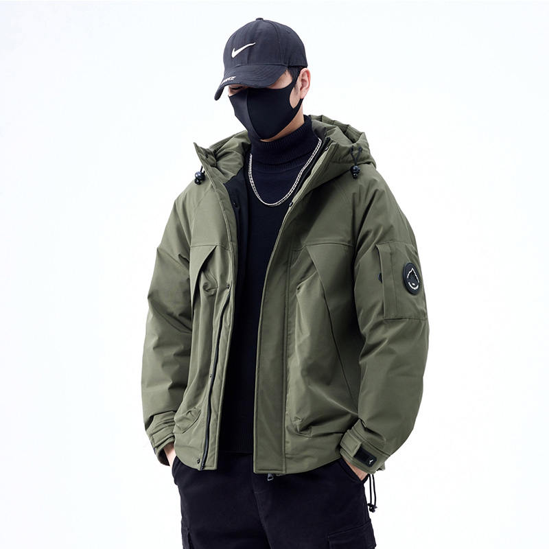 5853 绿 冬季御寒保暖锁温防寒服男士百搭时尚休闲潮流断码厚外套