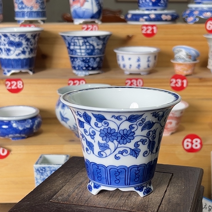 墨奈手绘陶瓷花盆内口8.3高7.3