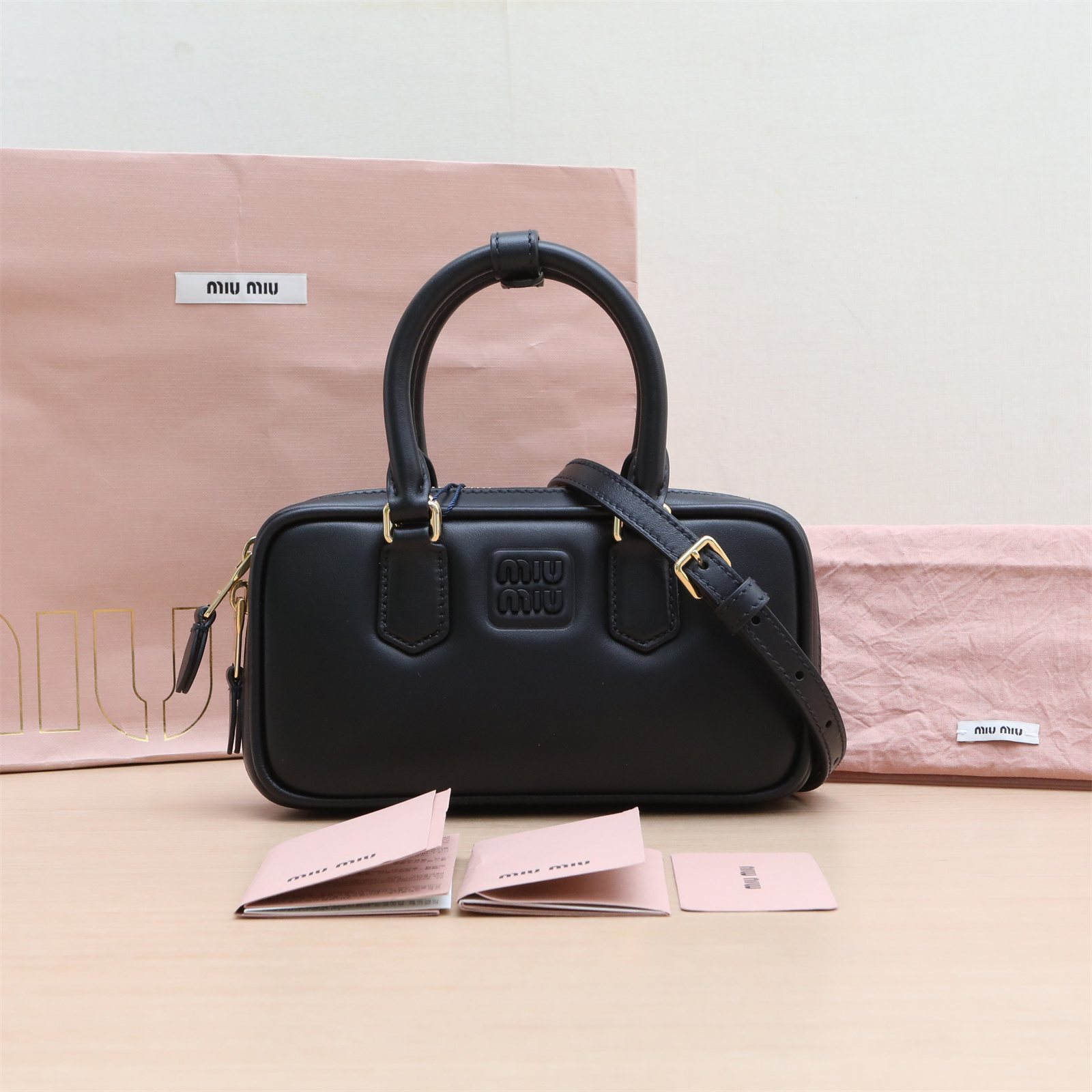 99新 MIU MIU/缪缪 花花 你Arcadie 19.5 黑色包