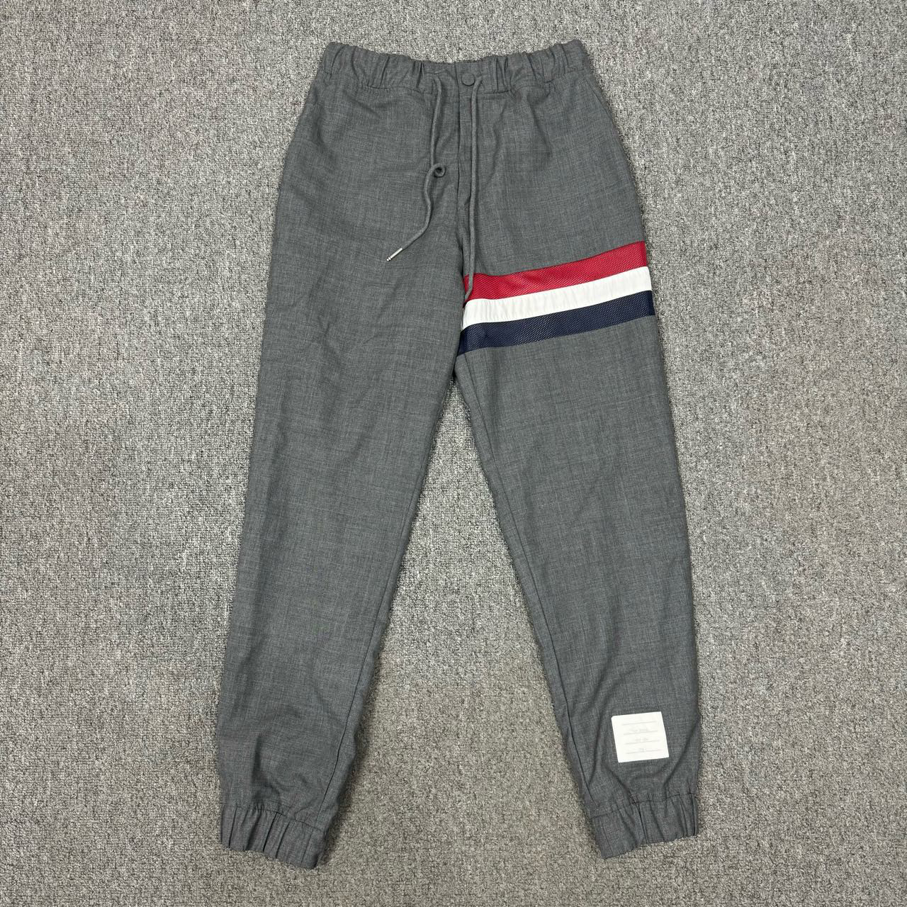 95新 THOMBROWNE 12134180 TB灰色彩条运动裤长裤 1码