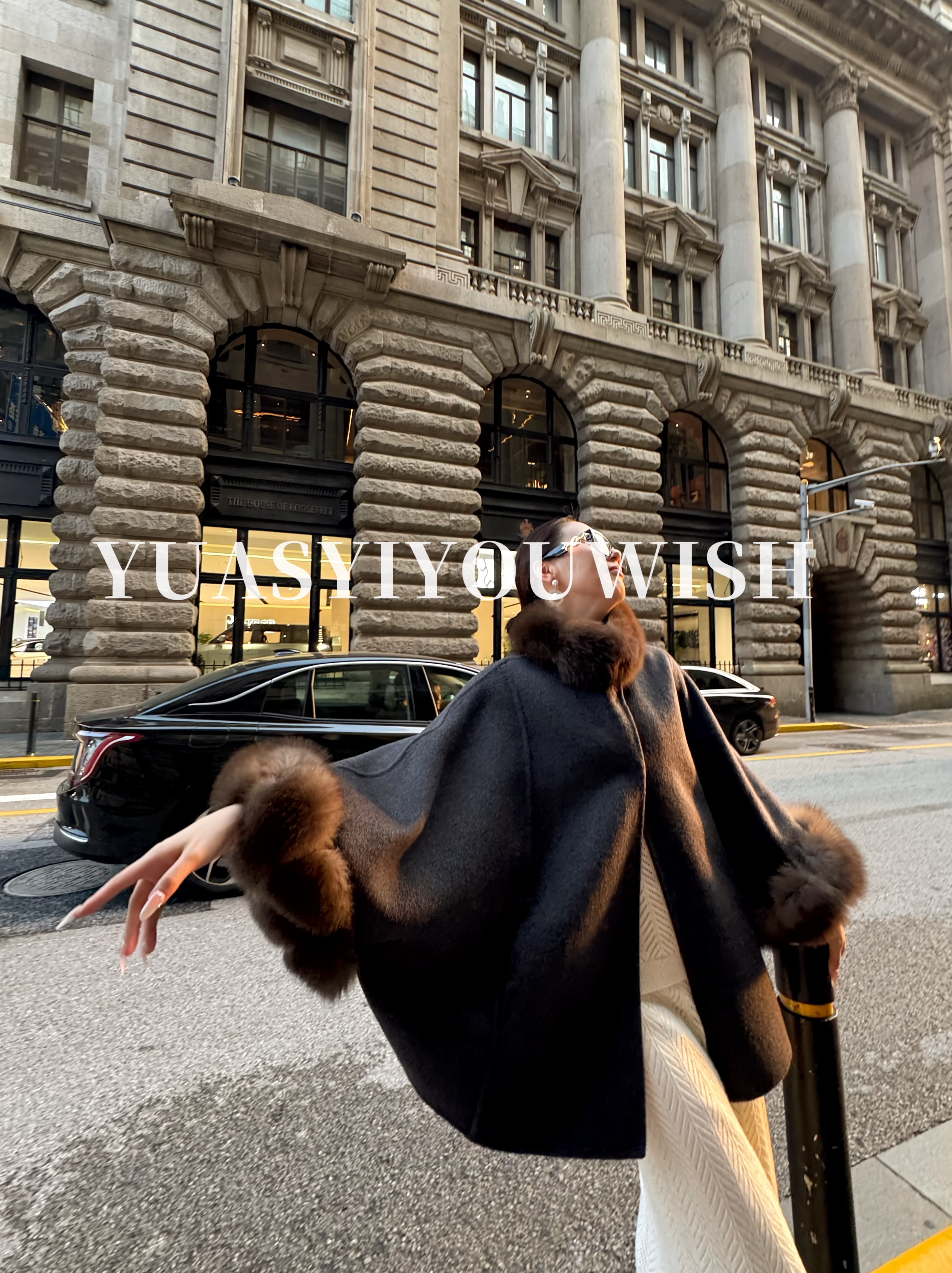 YUASYIYOUWISH|“晓看6.0"双面双穿山羊绒拼狐狸斗篷