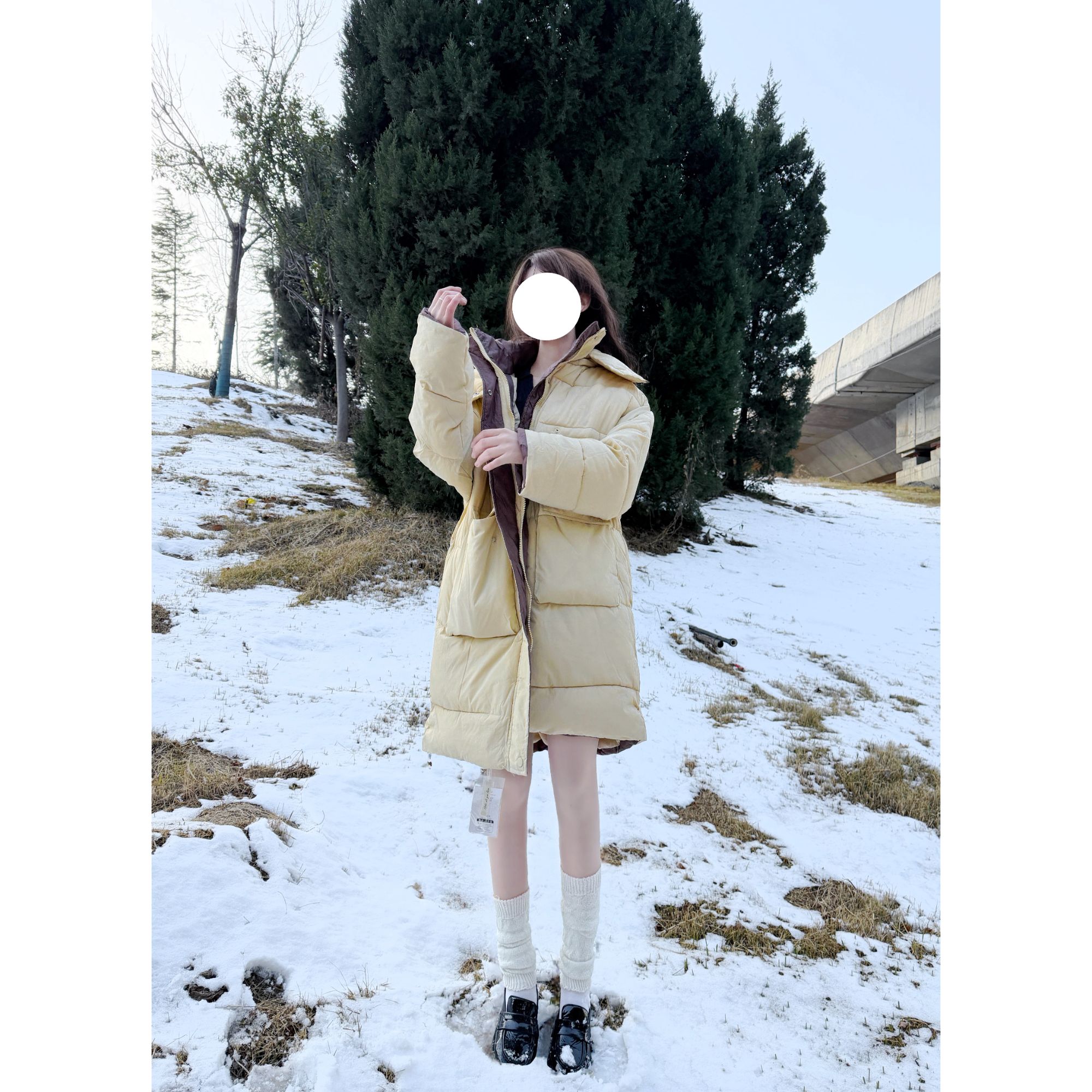 2025新款女棉服中长款棉衣韩版棉袄带帽立领加厚宽松外套