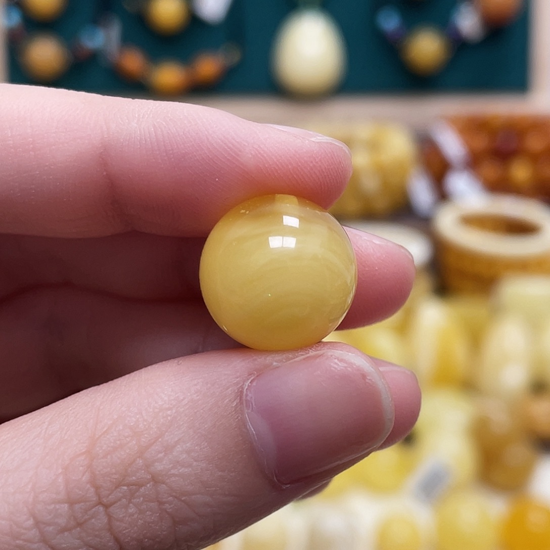 蜜蜡未镶嵌珠宝奇石15mm妖花圆珠 瑕