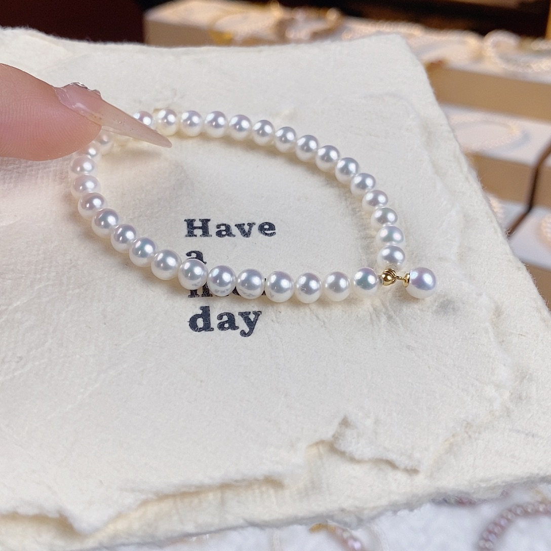 手链18K金镶嵌淡水珍珠