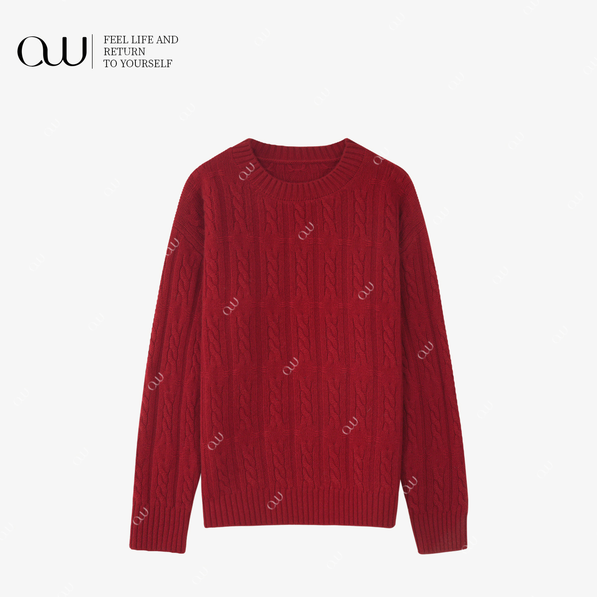 【老白不白】100%绵羊毛冬季插肩袖宽松型圆领针织衫OW252MY009G