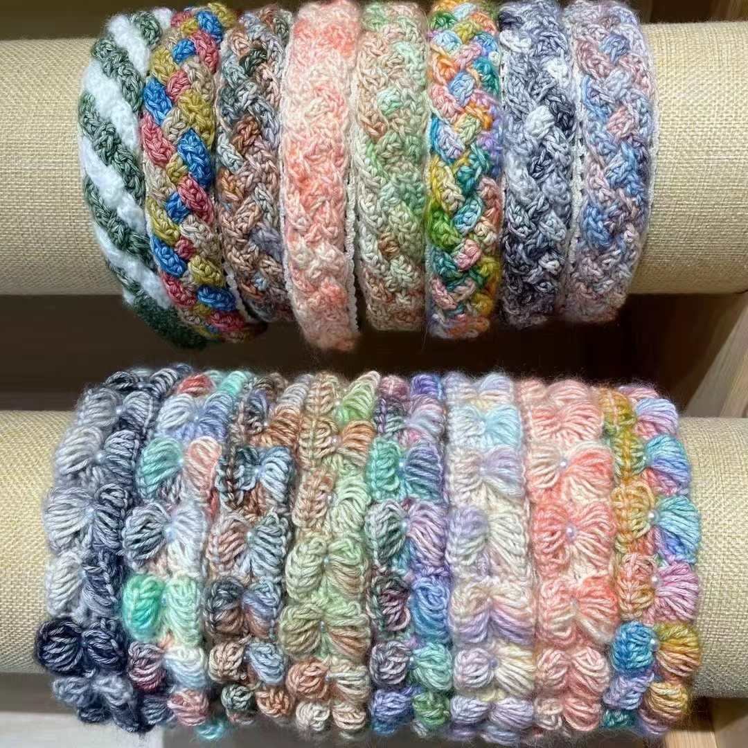 毛线少女日韩少女风发箍休闲风女头饰彩色复古简约风毛线发箍