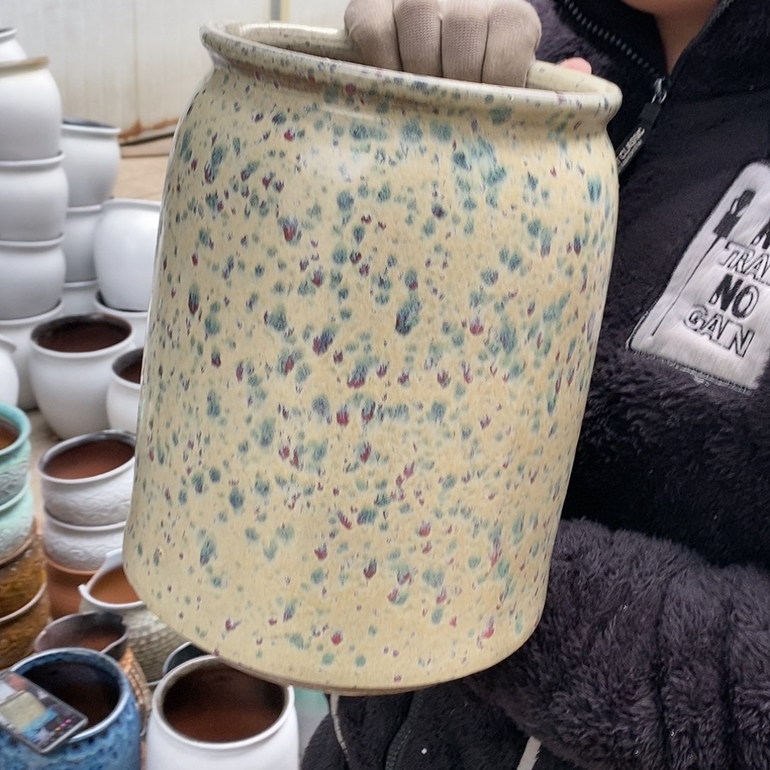 紫砂花盆瑕疵口17高26