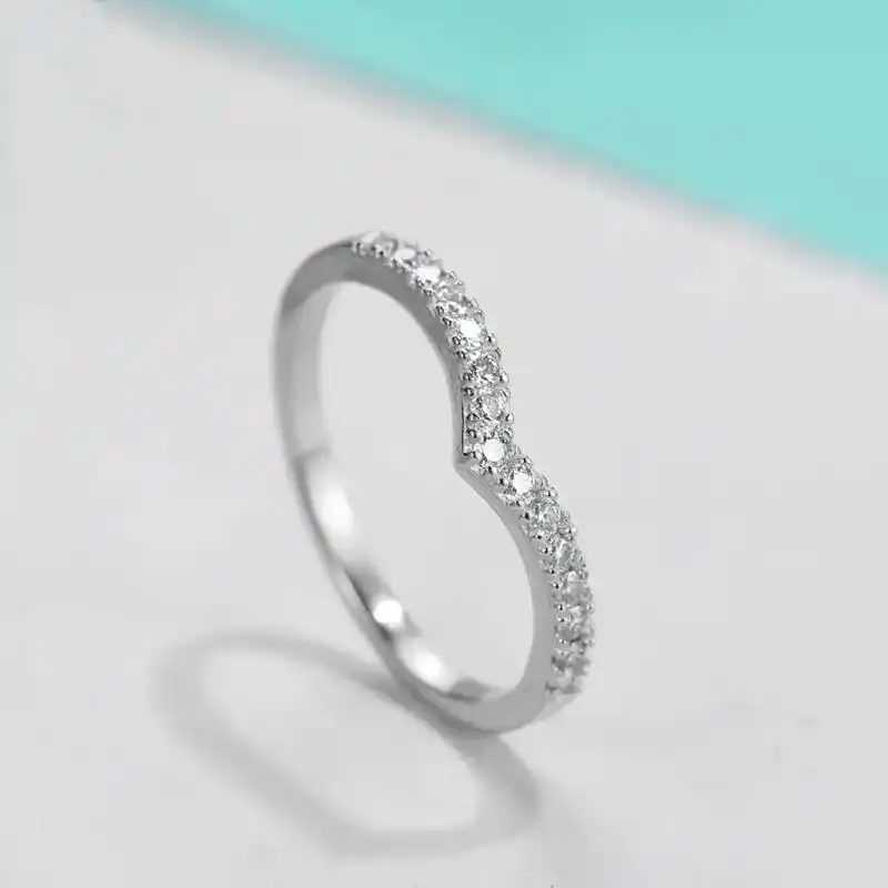 925银戒指 925戒指按价格付款气质轻奢简约排戒女款镶钻可调节