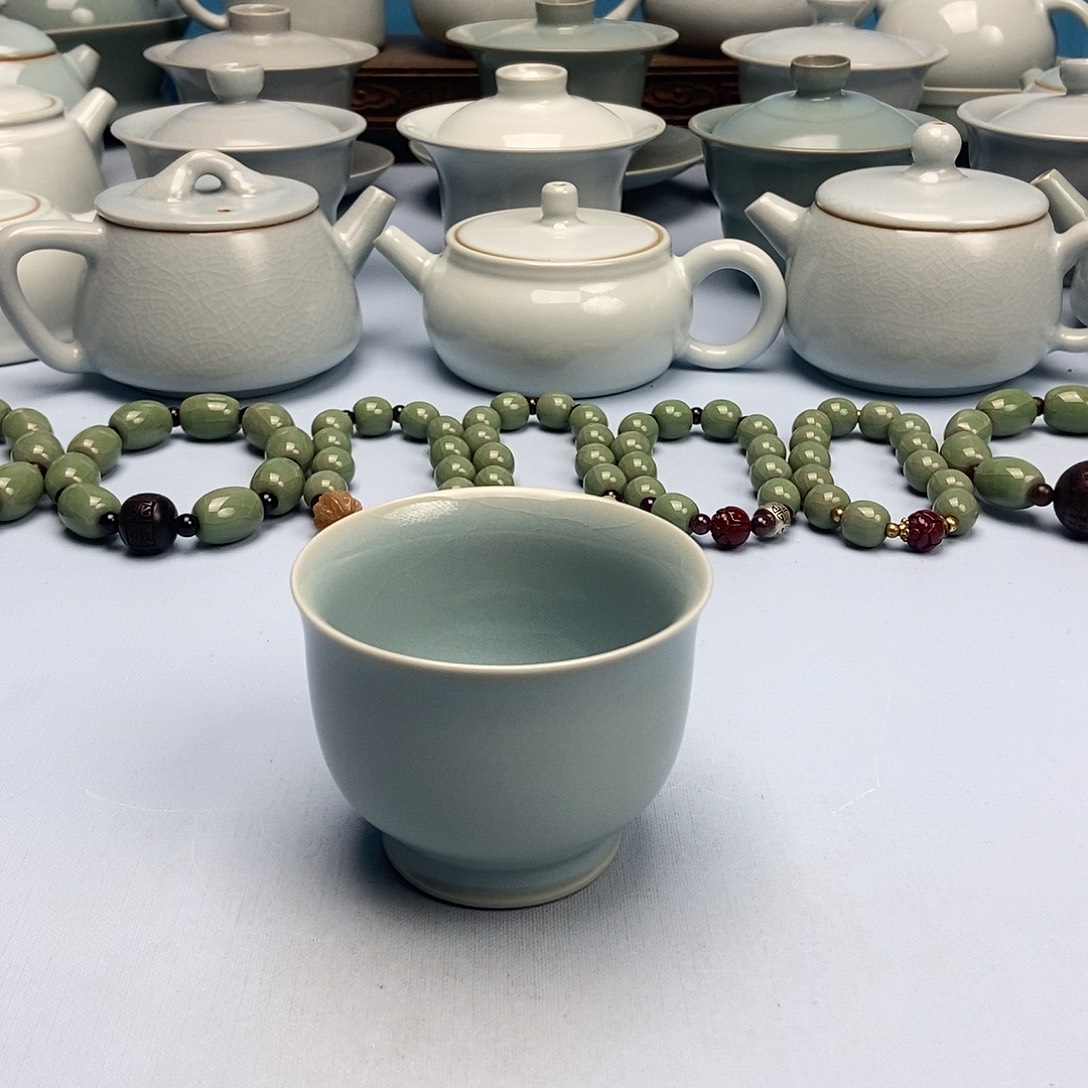 杯微微瑕天青微蓝玉蓝杯原矿原釉原产地