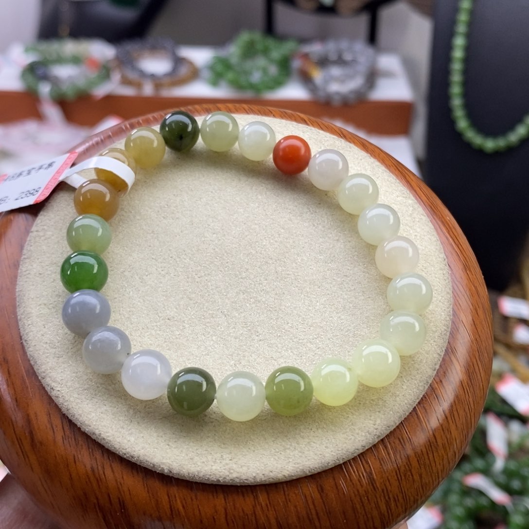 和田玉手串未镶嵌多宝卡8