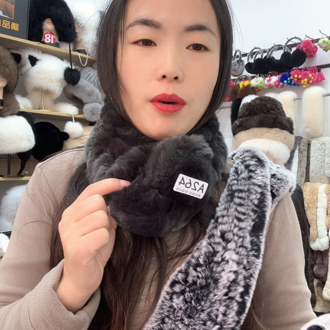 兔皮264绿色深绿色兔毛瑕疵围巾