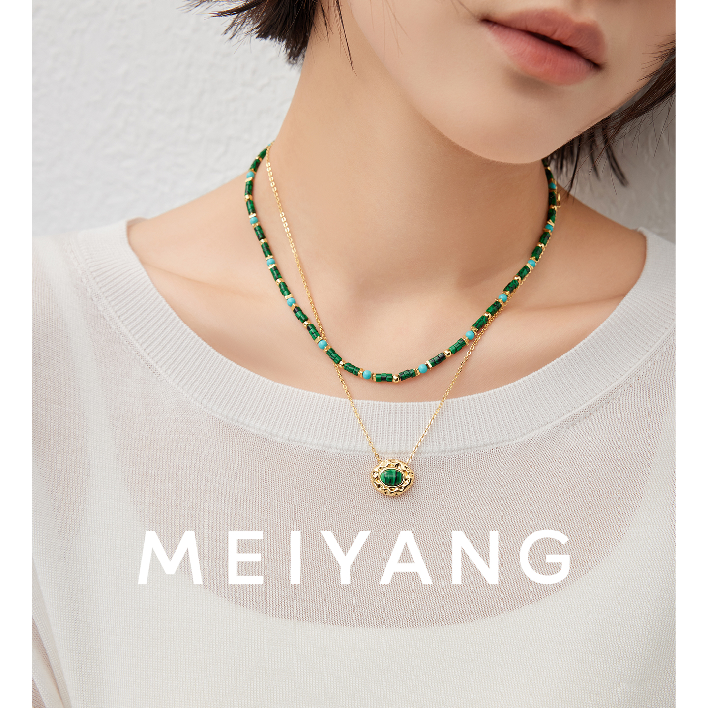 铜合金项链 美洋MEIYANG【商场同款】孔雀项链可拆卸项链手链手工