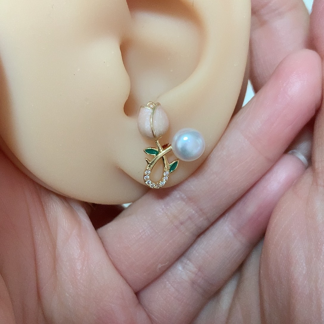 淡水珍珠耳饰合金