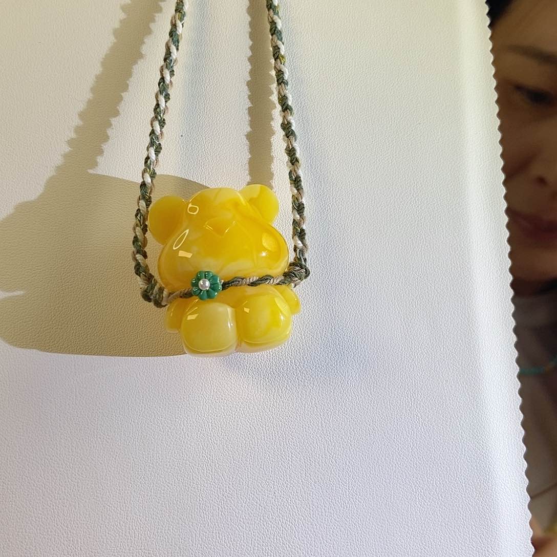 蜜蜡颈饰未镶嵌天然顶级蜜蜡小熊吊坠挂件
