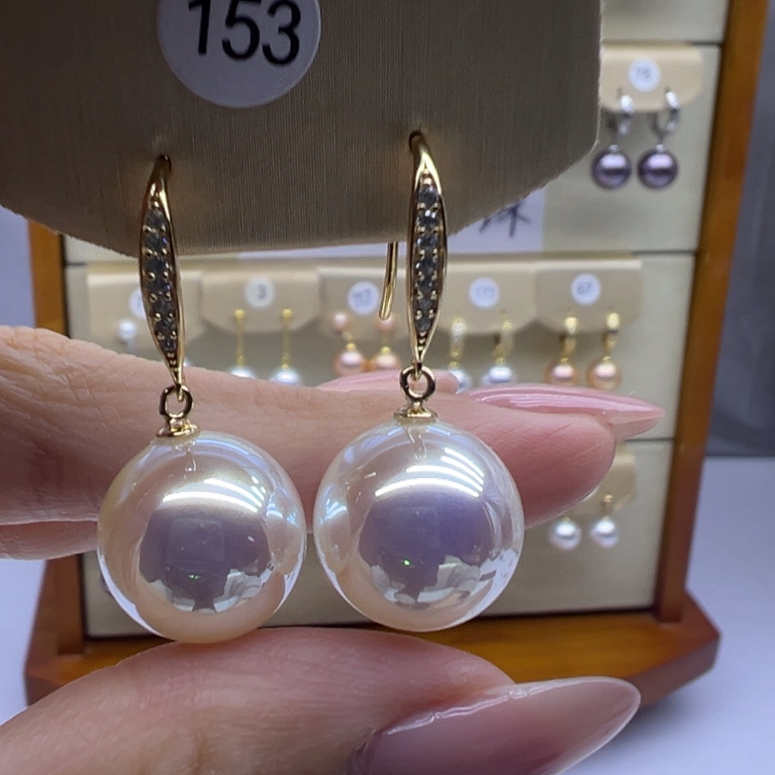 淡水珍珠耳饰银S925镶嵌