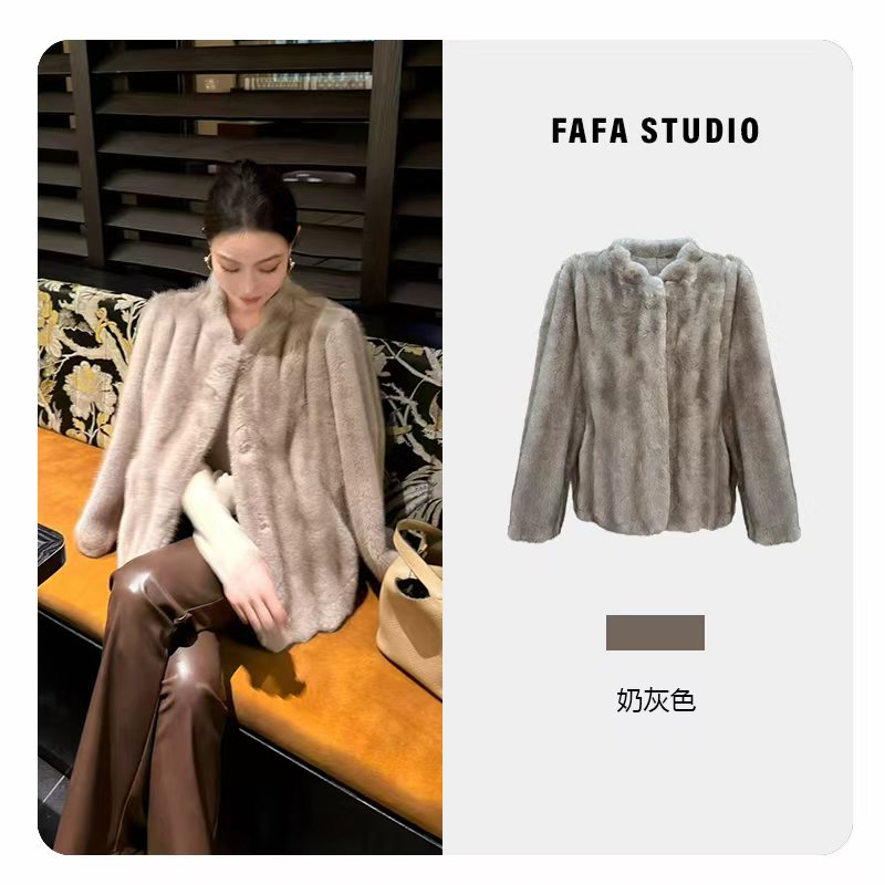 人造皮草 FAFA STUDIO轻奢外套仿绒慵懒女冬季高级保暖毛毛时尚