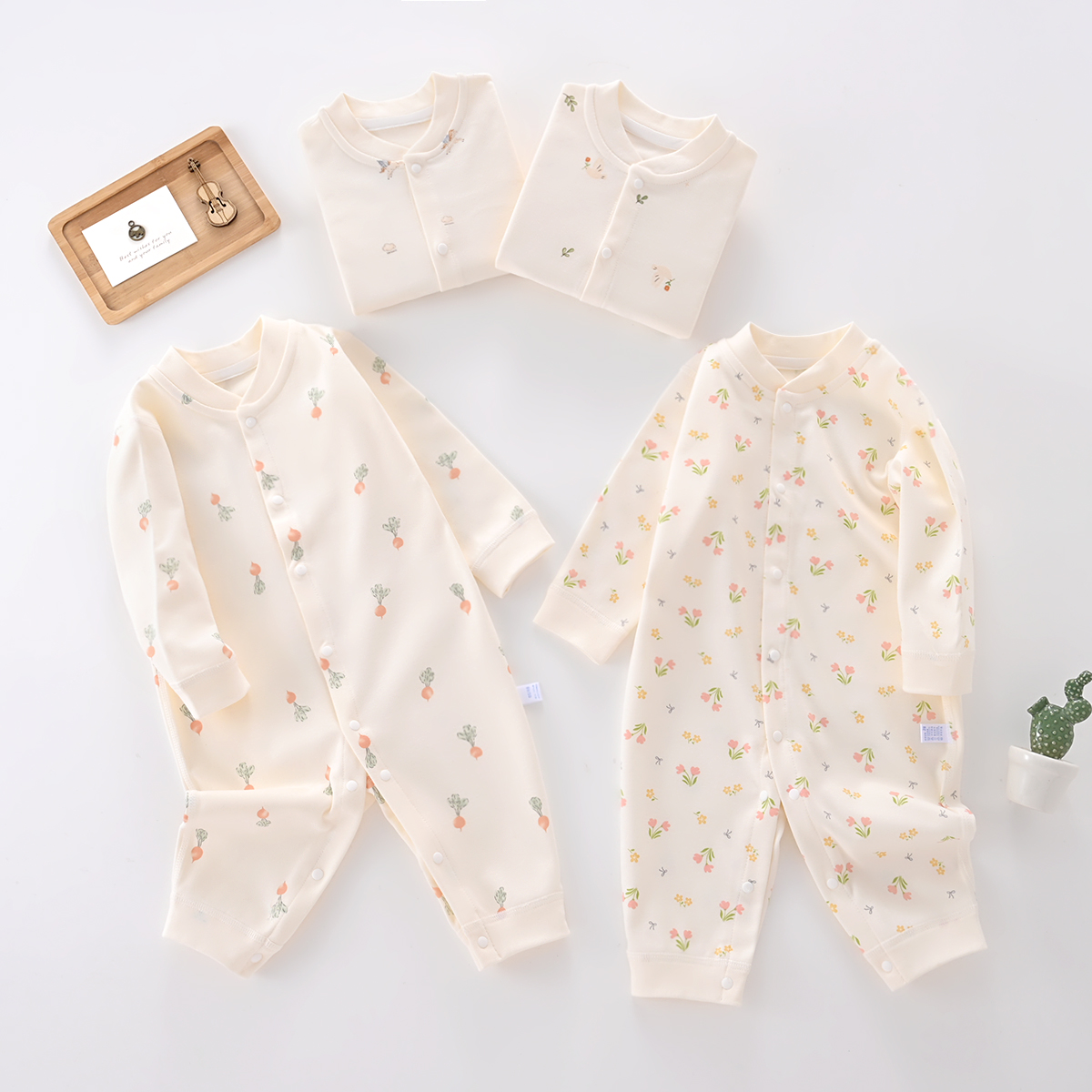 （易帛专享）婴儿连体衣春秋纯棉新生儿衣服男女宝宝哈衣无骨爬爬服