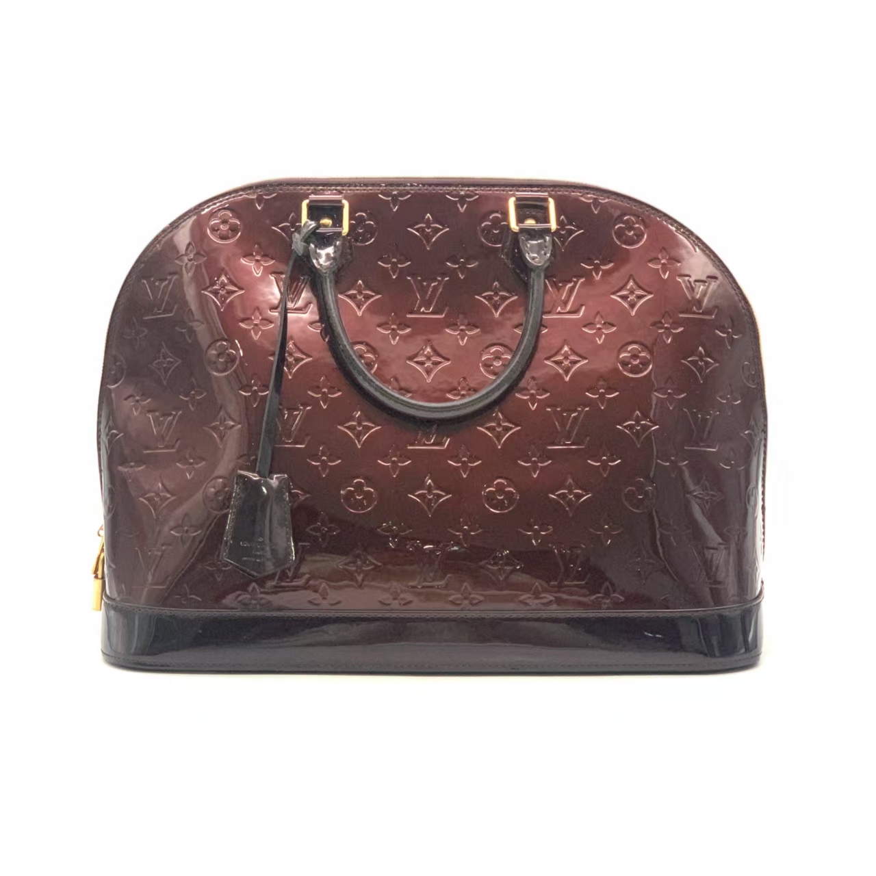 95新 LouisVuitton/路易威登  车厘子色漆皮大号贝壳包