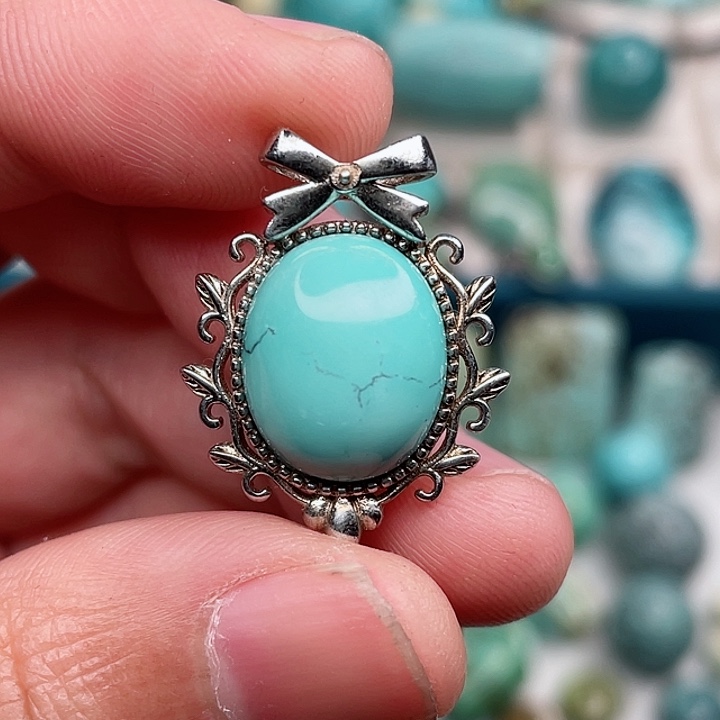 绿松石珠宝奇石银S925镶嵌