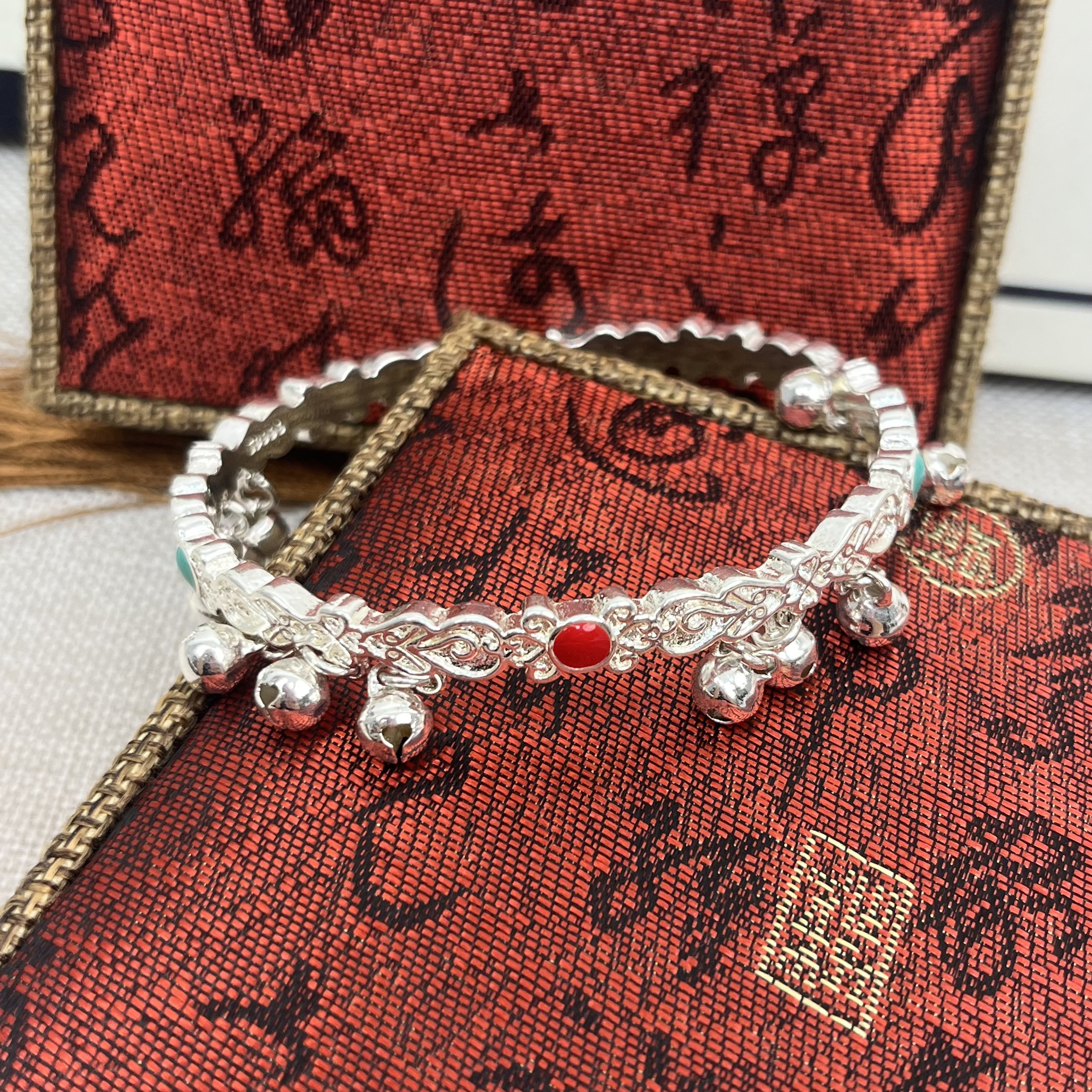 足银手镯 【S165】 铃铛法郎开口手镯民族风精美