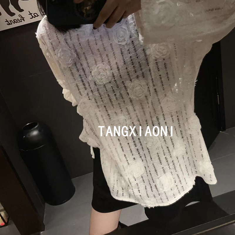 2店 早春 立体玫瑰花 针织上衣