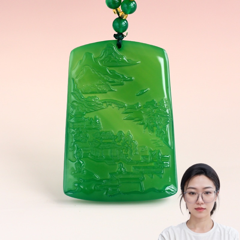 【梁总专属】时尚精美高端玉髓意境山水牌吊坠【CM110216】