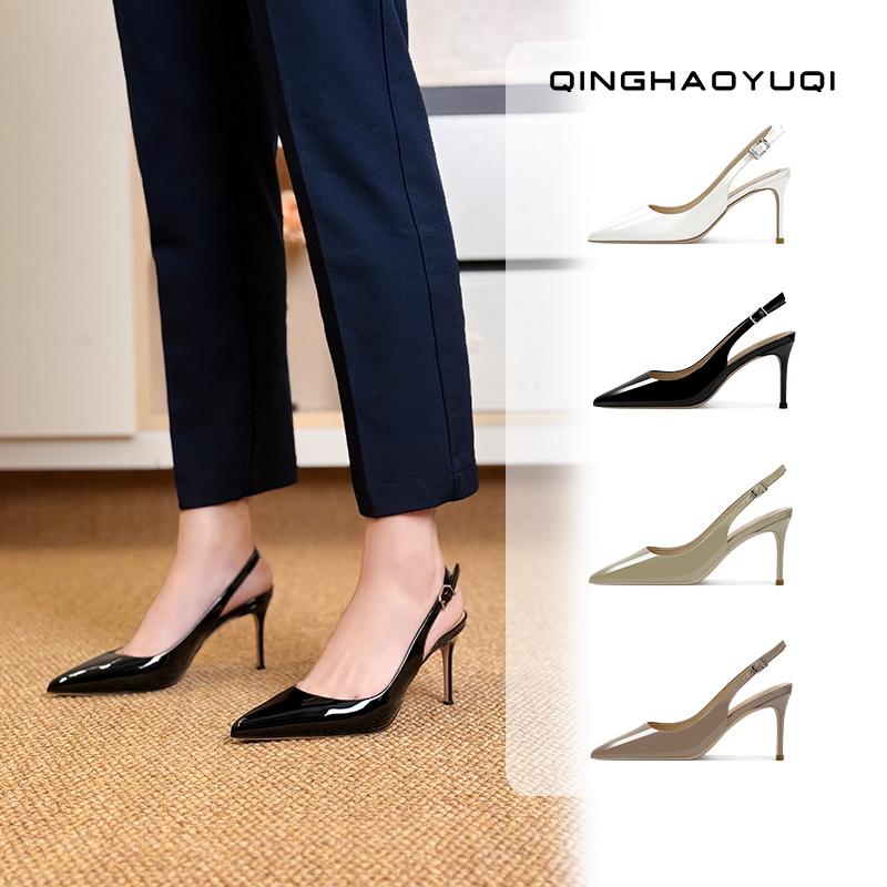 2025春季新款高跟鞋空气棉包头尖头细跟浅口女神女士通勤单鞋