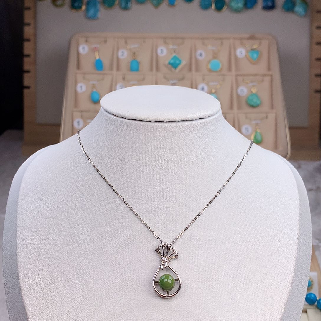 绿松石颈饰银S925镶嵌