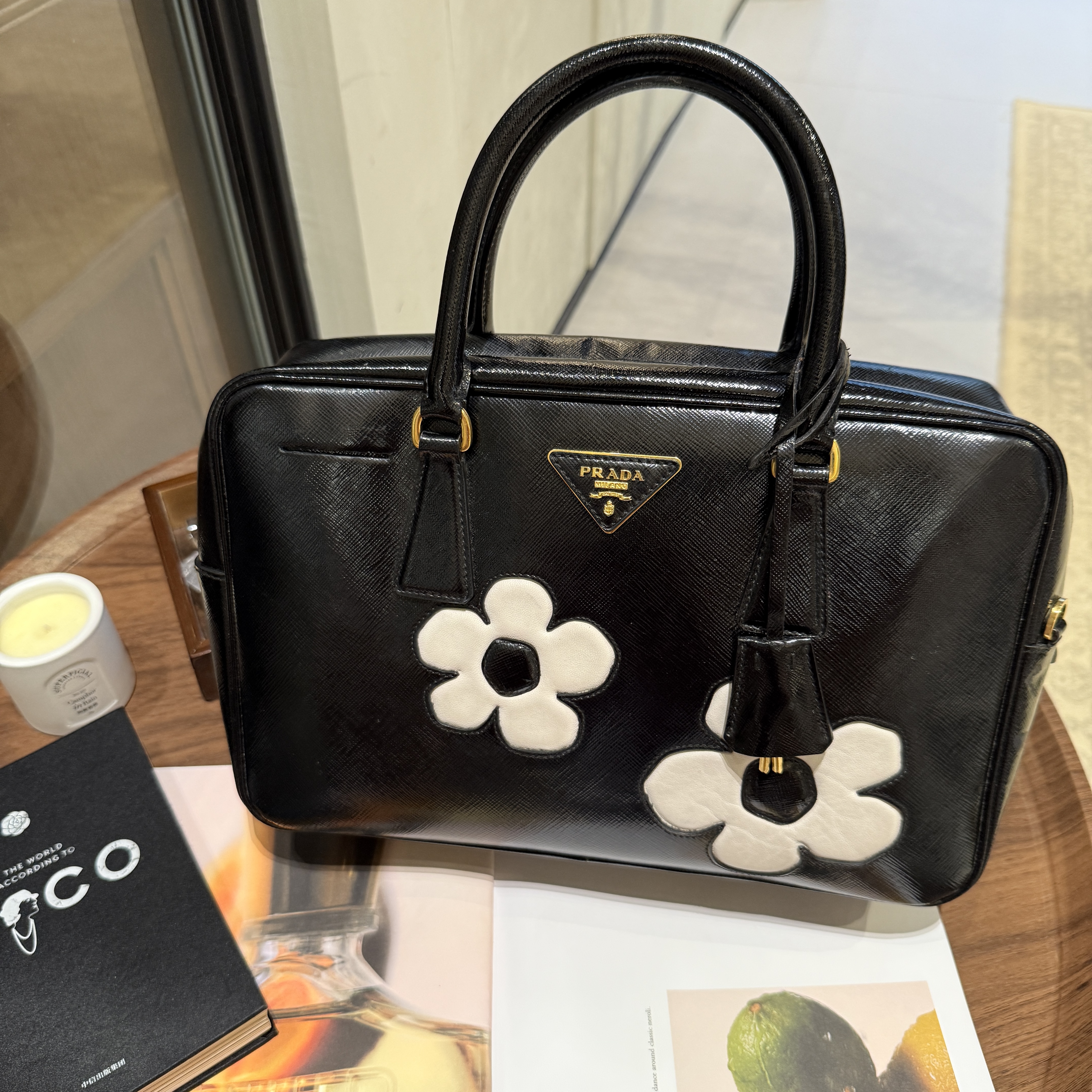 95新 Prada/普拉达 黑色手提托特包 98新