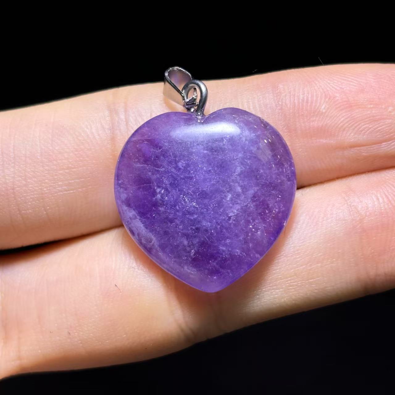 江德洋珠宝C11251【玉甲】极光23紫龙天晶水晶爱心吊坠配绳送礼佳品