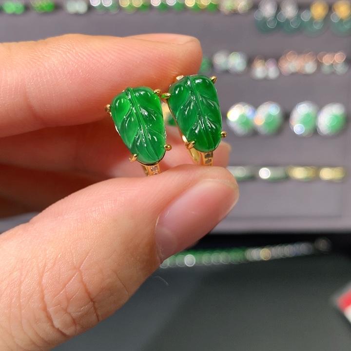 翡翠耳饰银S925镶嵌耳饰