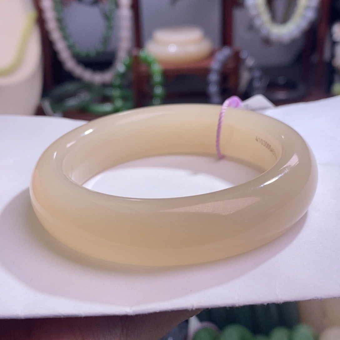 和田玉红藕粉毕业级轮胎手镯56圈口未镶嵌