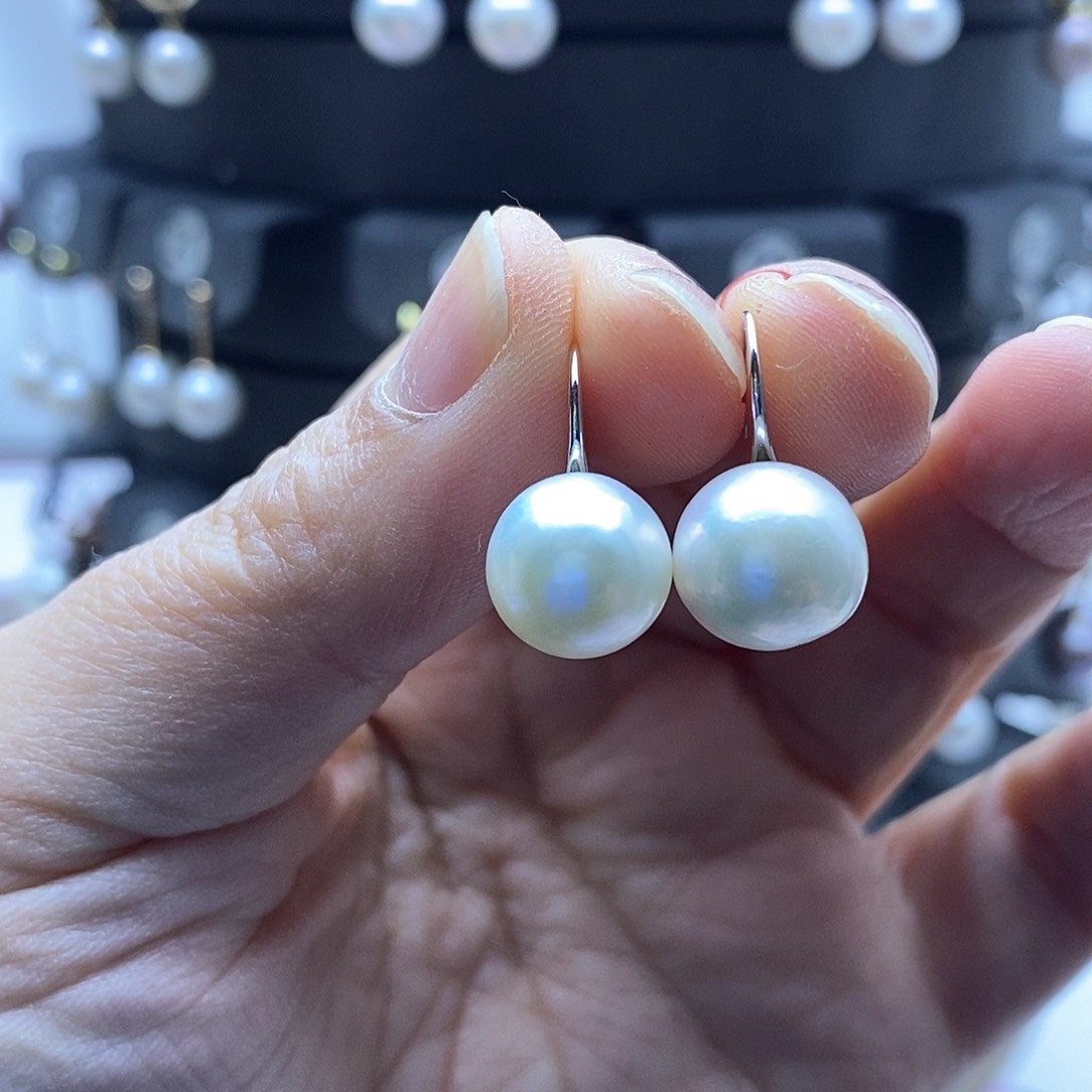 淡水珍珠耳饰银S925镶嵌秀*