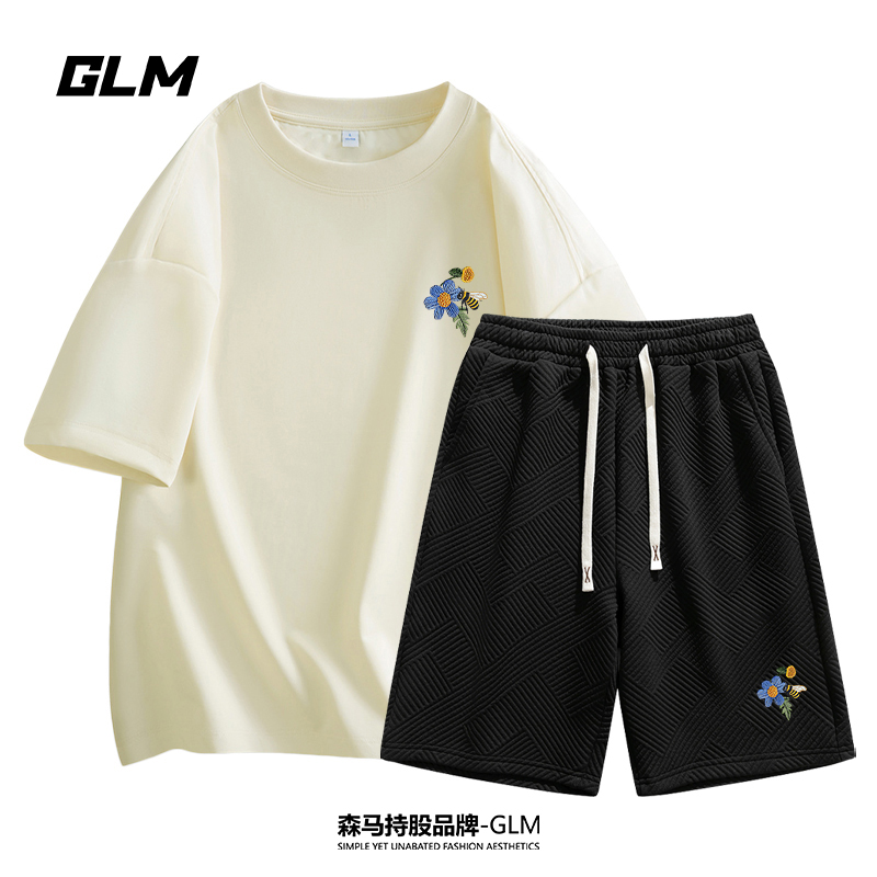 大力水手联名GLM【运动套装】时尚短袖T恤纯棉青少年五分裤潮流上衣