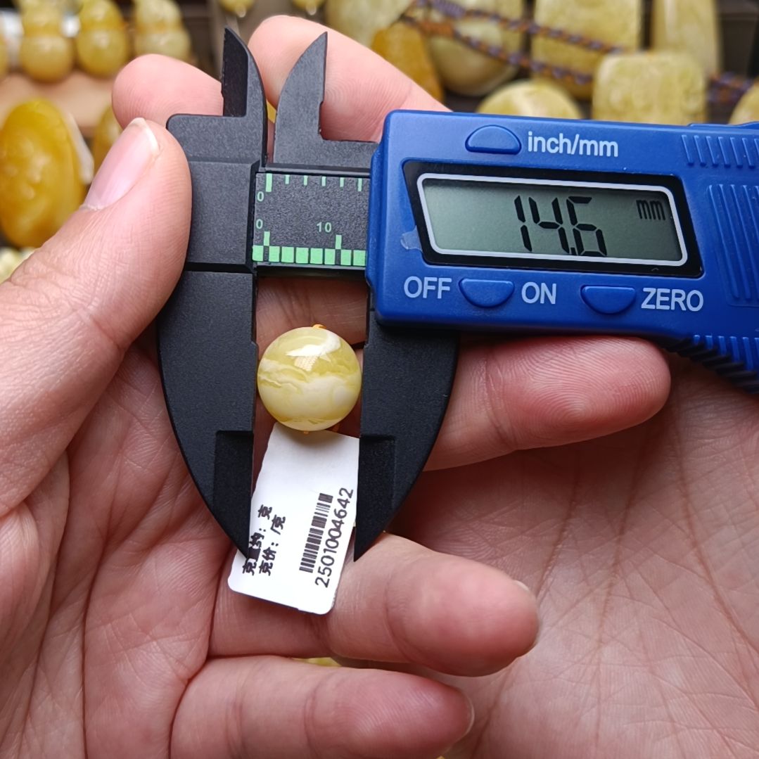 蜜蜡裸石未镶嵌.14圆珠白蜡