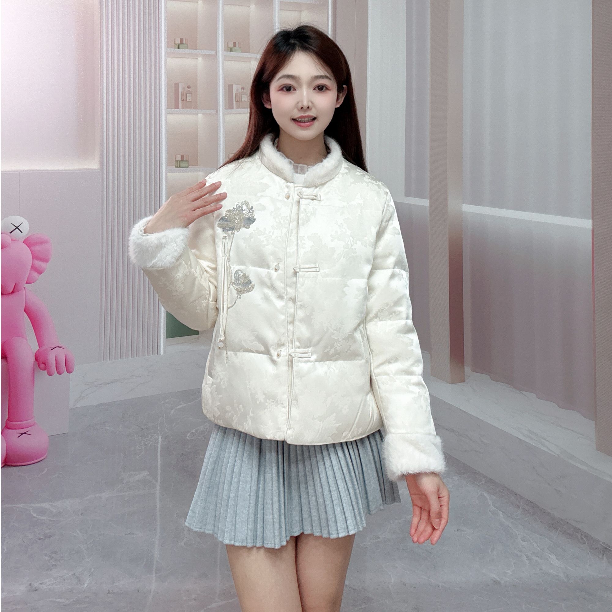 国风短款石墨烯云绒保暖外套4254312279