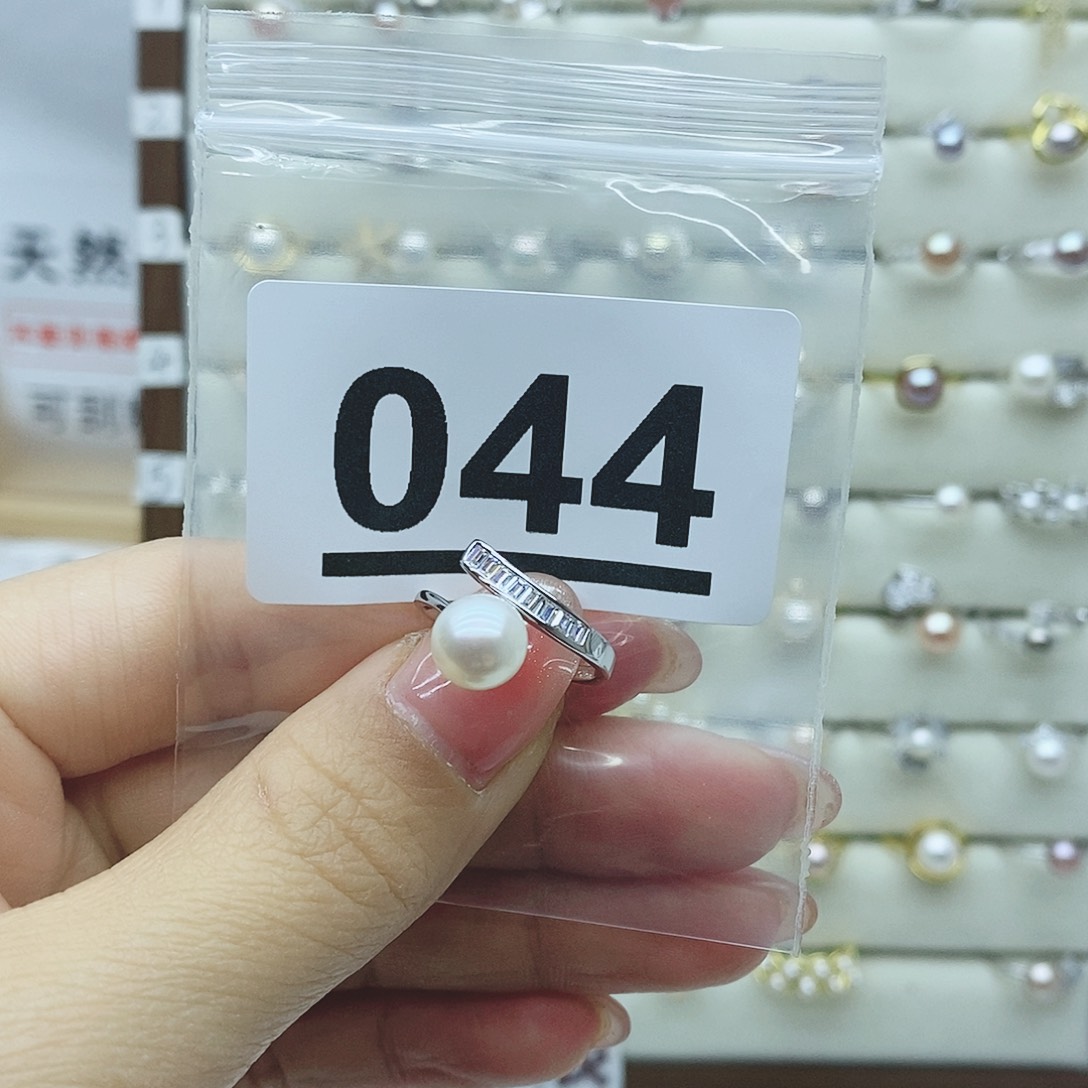 淡水珍珠戒指银S925镶嵌044