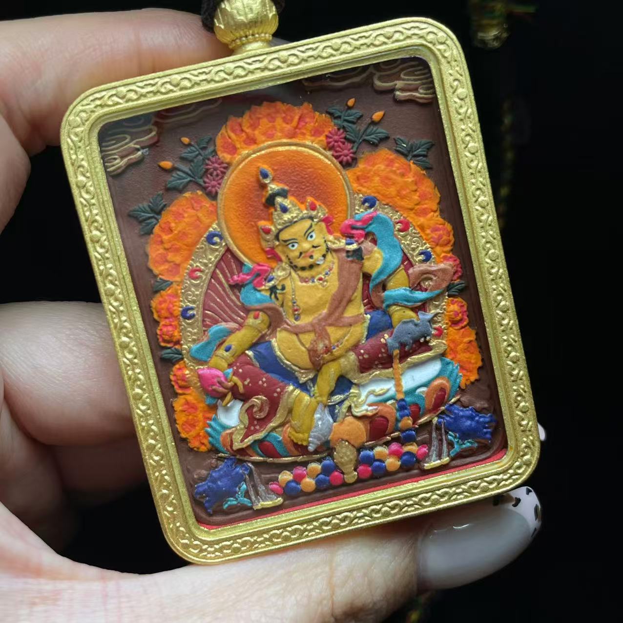 【曹美丽精选】H62958-唐卡吊坠（黄财神）-6*58mm