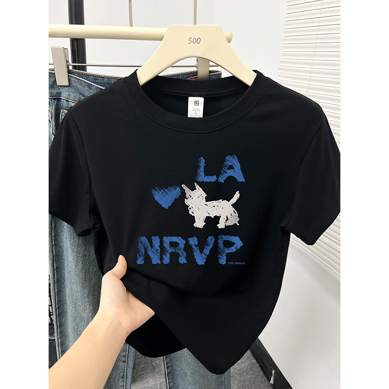 黑色正肩显瘦上衣2025夏季新款韩版大码休闲洋气百搭短袖t恤