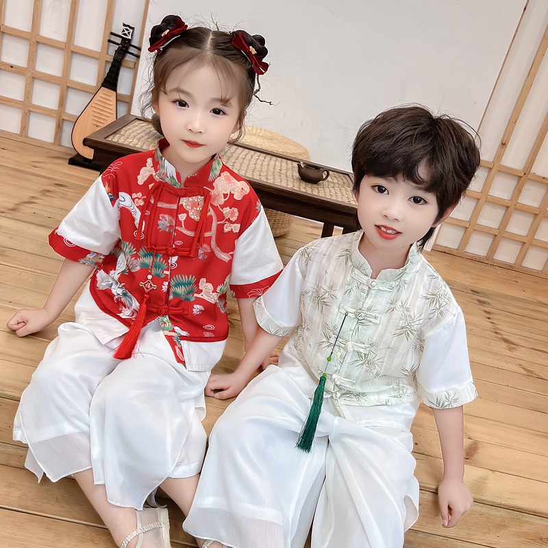 男女夏季夏宝宝汉服表演服中国风夏装女童