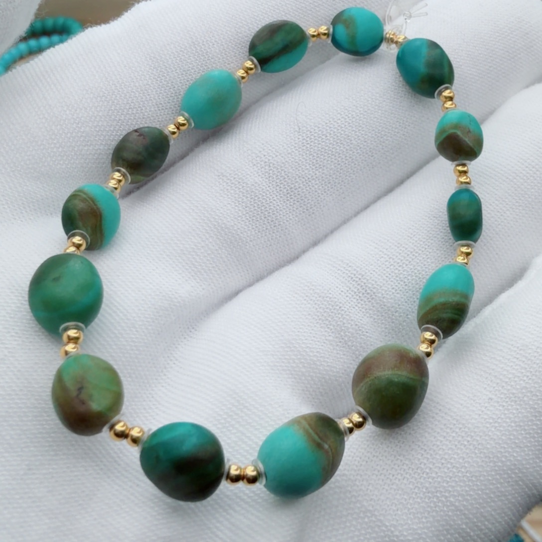 绿松石18K金镶嵌珠宝奇石