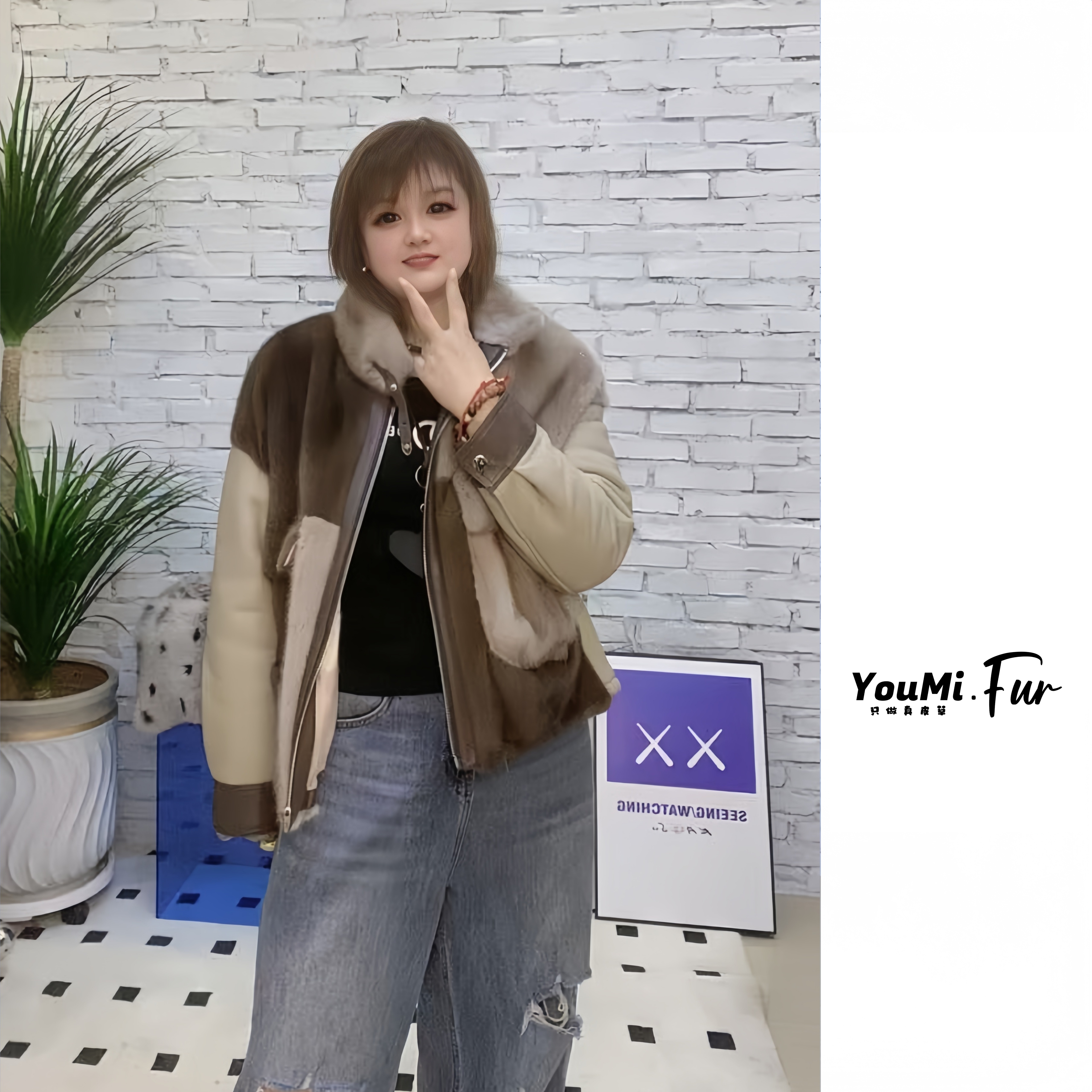 【真·皮毛一体】YM-2512冬季穿搭抗风保暖美利奴羊毛皮搭配狐狸毛领