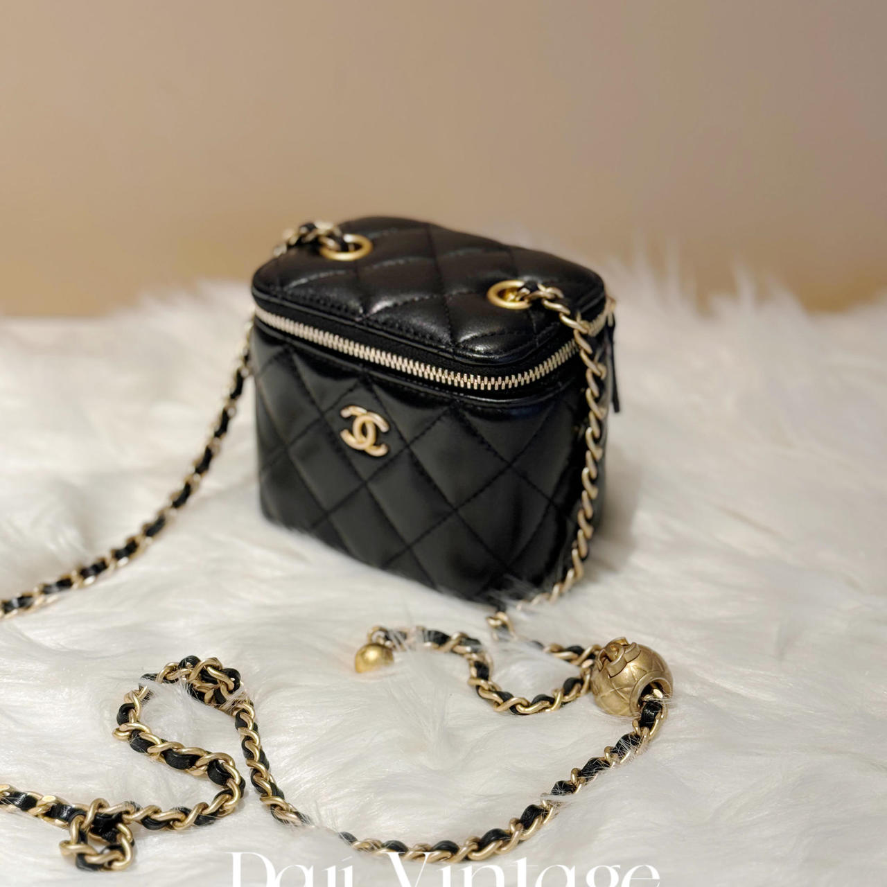 99新 Chanel/香奈儿 大吉中古/Chanel香奈儿黑金金球小盒子斜挎包