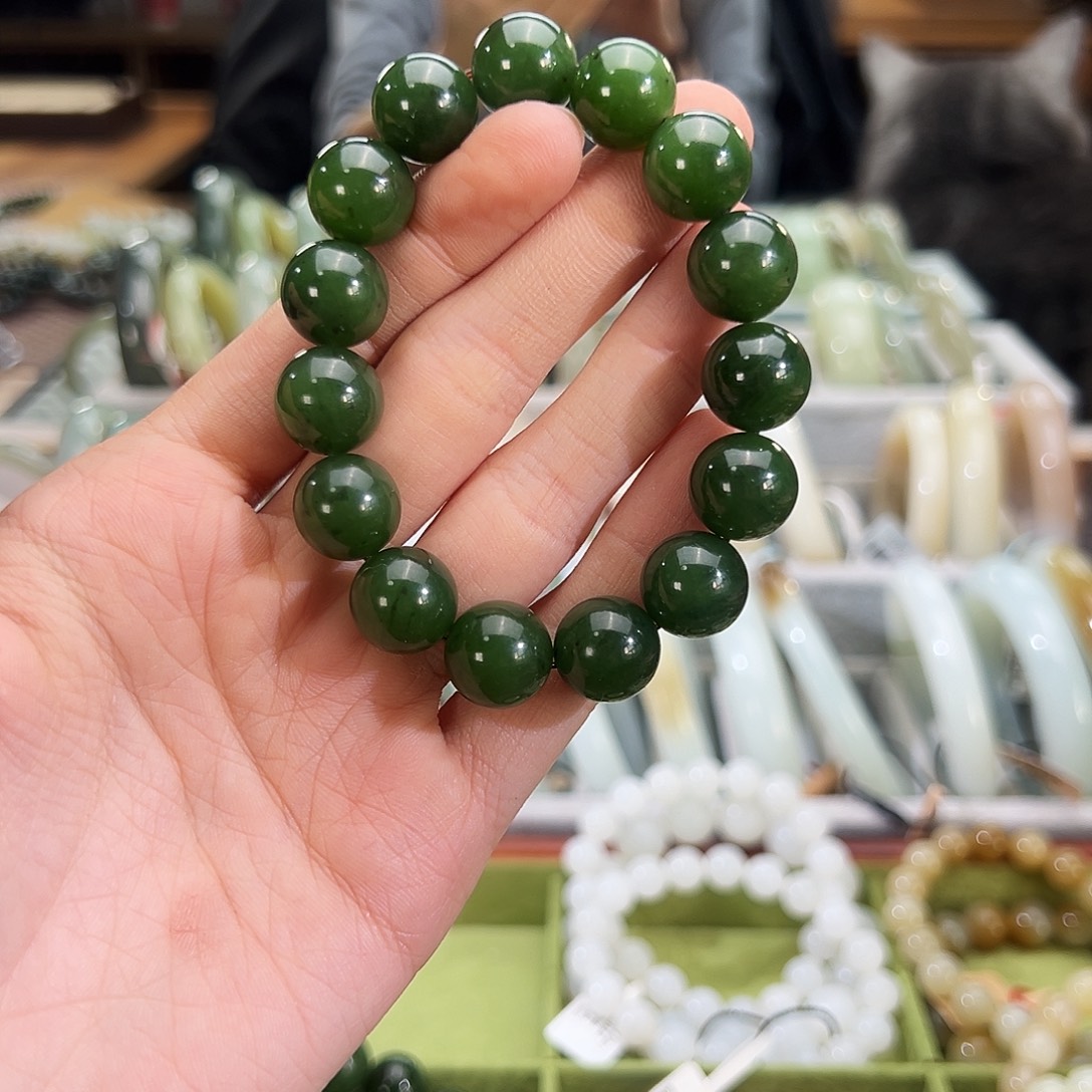 和田玉未镶嵌手串木孜塔格碧玉手串卡13