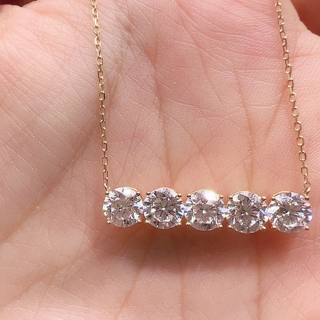 项链实验室培育钻石18K金镶嵌2.796ct K黄平衡木项链（大号）45cm