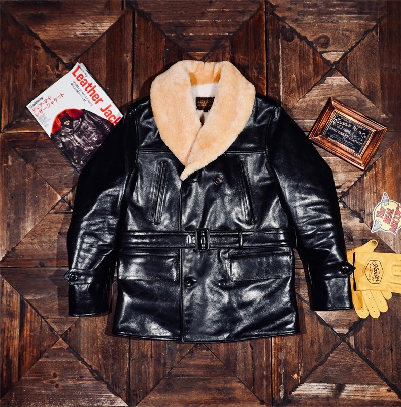 重磅盔甲 美式复古经典双排扣740农场主马皮皮衣大衣外套内里羊皮