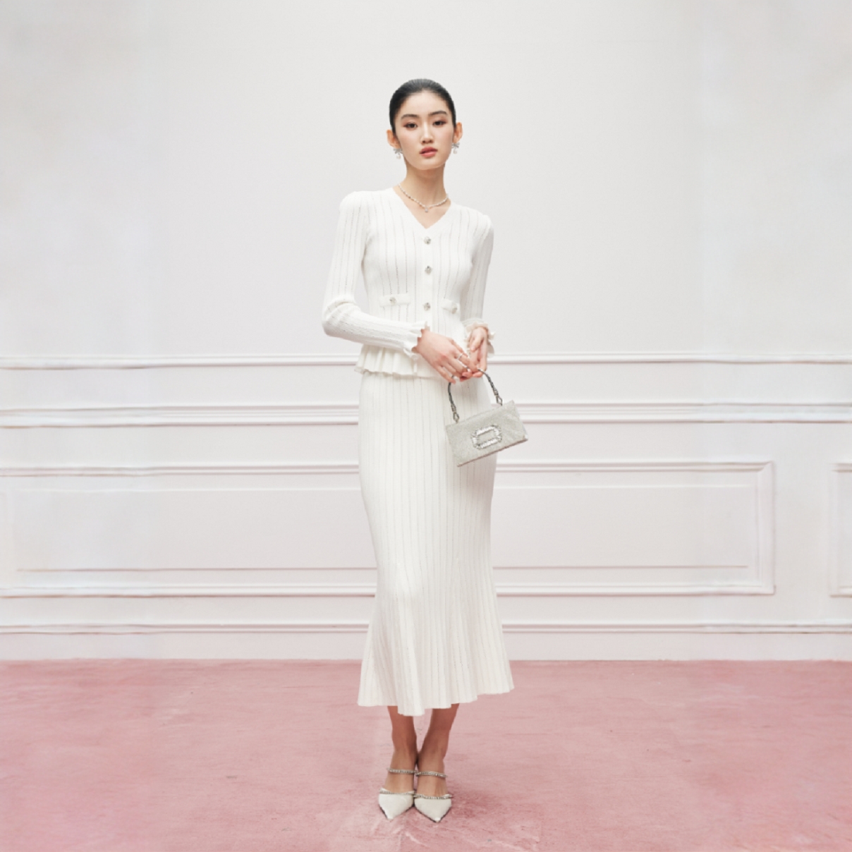 MandyZhang半身裙2026春白色中长款裙子