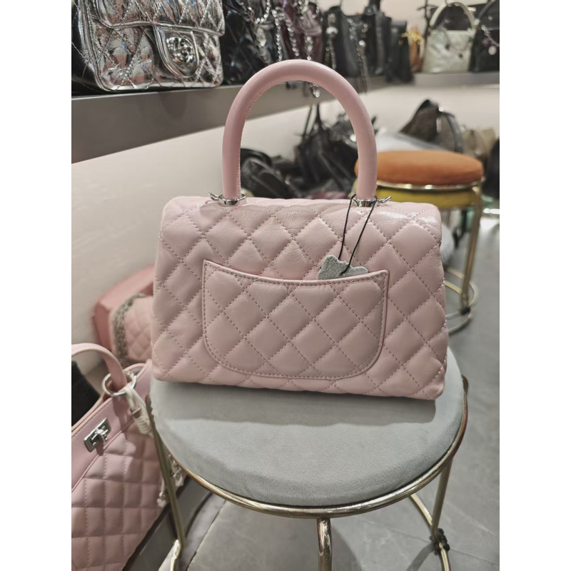 YUSHA/高档粉色阿豆手提包-圈扣-1622