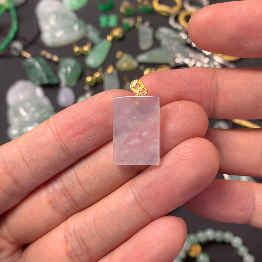 翡翠吊坠(不含链)18K金镶嵌