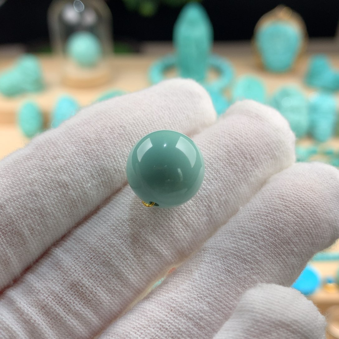 绿松石未镶嵌圆珠卡13.5